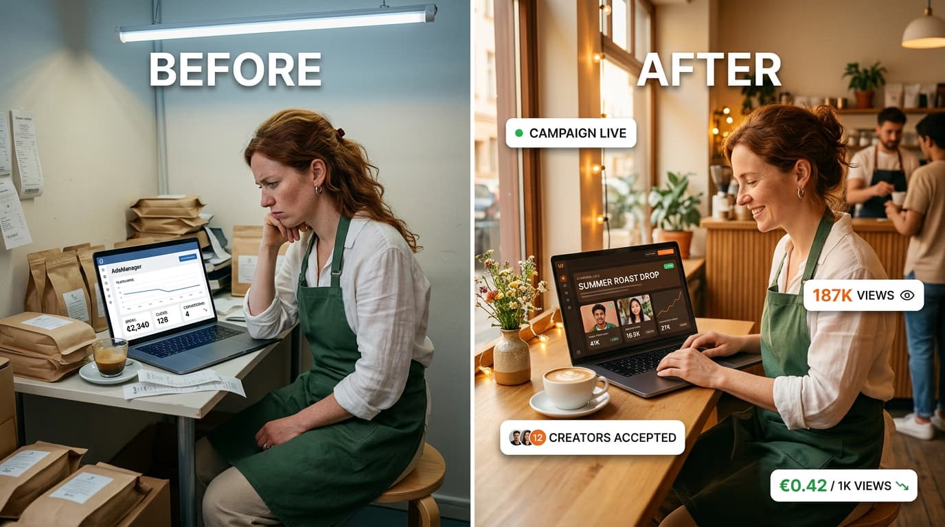 Coffee shop advertiser in the USA increasing brand awareness and customer traffic through social influencer marketing and affordable influencer marketing campaigns