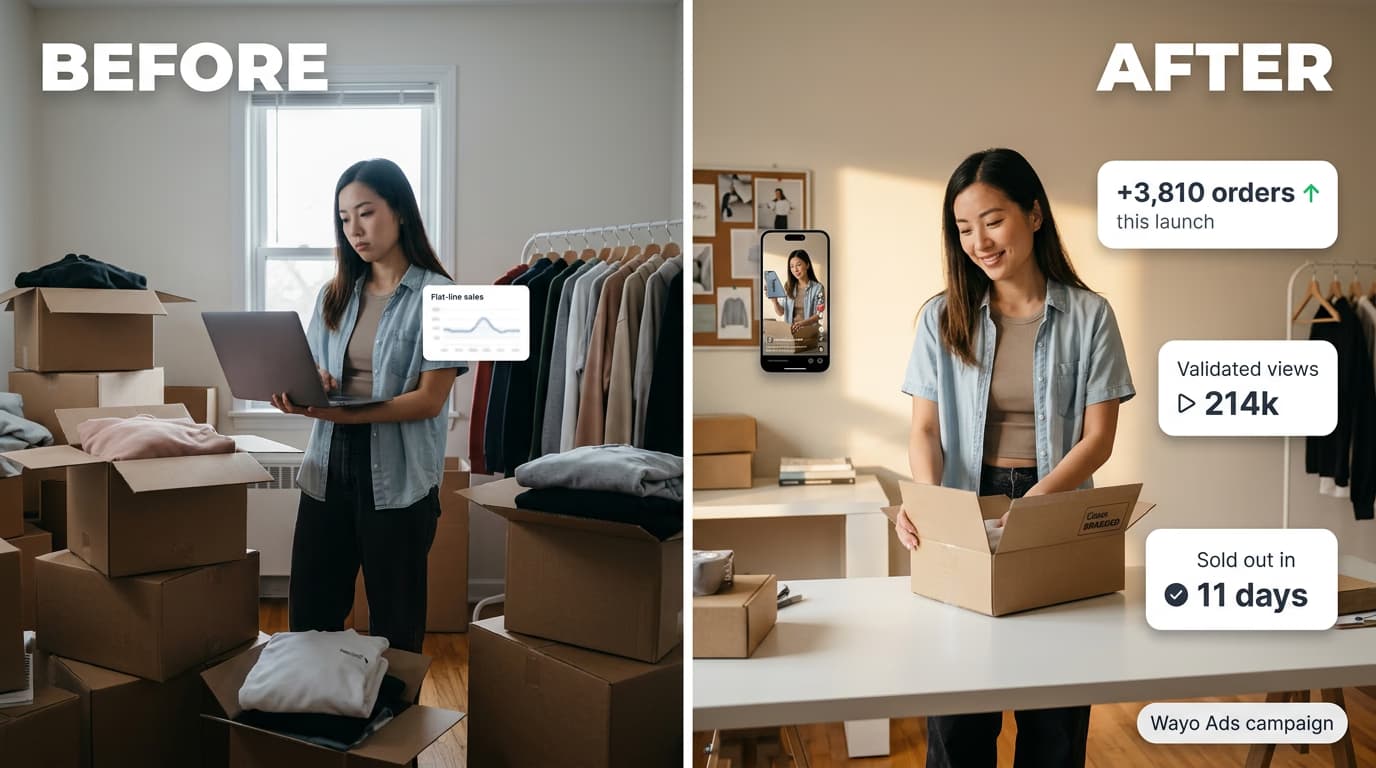 Small ecommerce advertiser in the USA increasing online clothing sales with affordable influencer marketing and targeted social influencer marketing campaigns