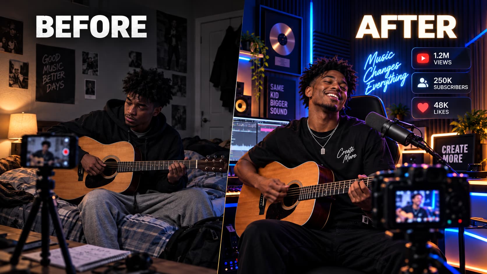 Small creator in the USA building a gaming content creator business from home setup to successful social media influencer