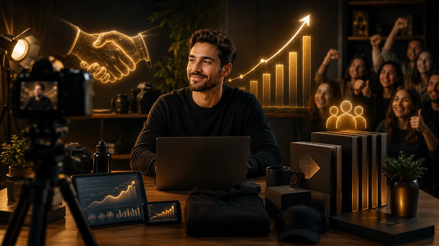 Independent creator at the center of brand deals, growth analytics, community, and merch — a multi-stream studio business