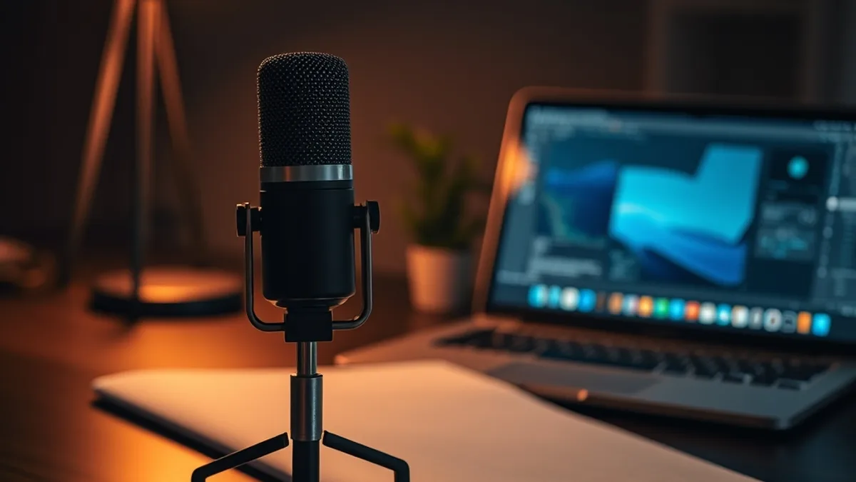 مكتب منزلي خافت الإضاءة ليلًا مع شخص في صورة ظلية يواجه مكتبًا، ومصباح مكتبي واحد يلقي ضوءًا دافئًا على حاسوب محمول مغلق ودفتر ملاحظات وكوب قهوة، مع توهج أزرق ناعم من نافذة خلفه